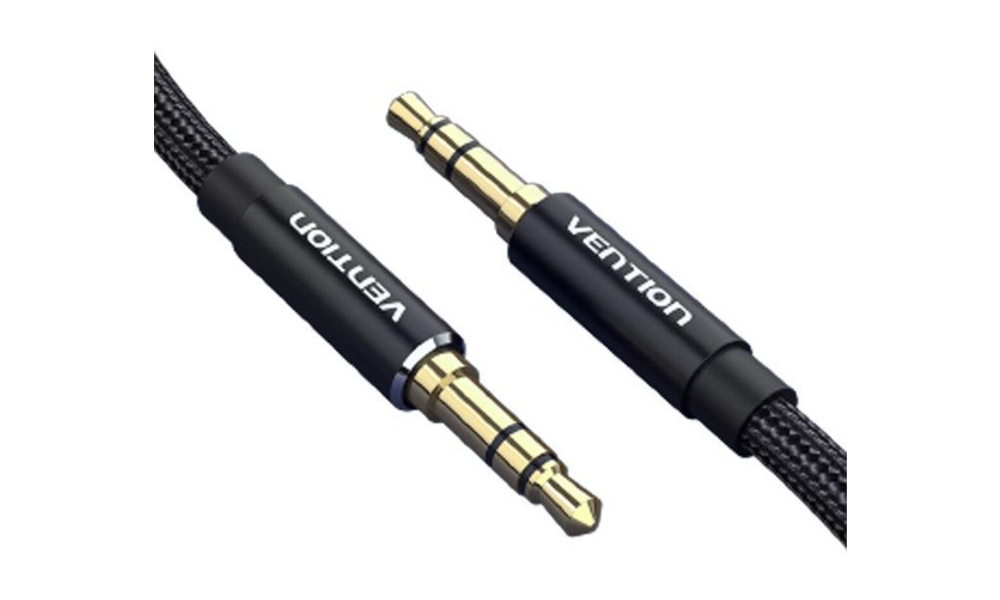 Vention BAWBF Cotton Braided 3.5mm Male to Male Audio Cable 1M Black Aluminum Alloy Type
