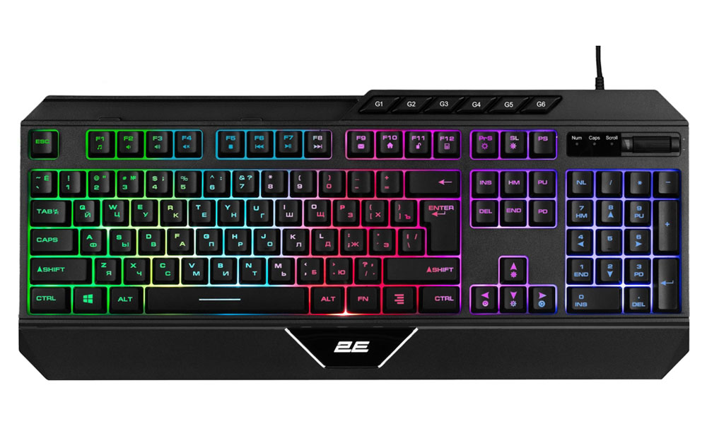 2E GAMING Membrane keyboard KG315 110key, USB-A, EN/RU, RGB, black 2E-KG315UBK_AK