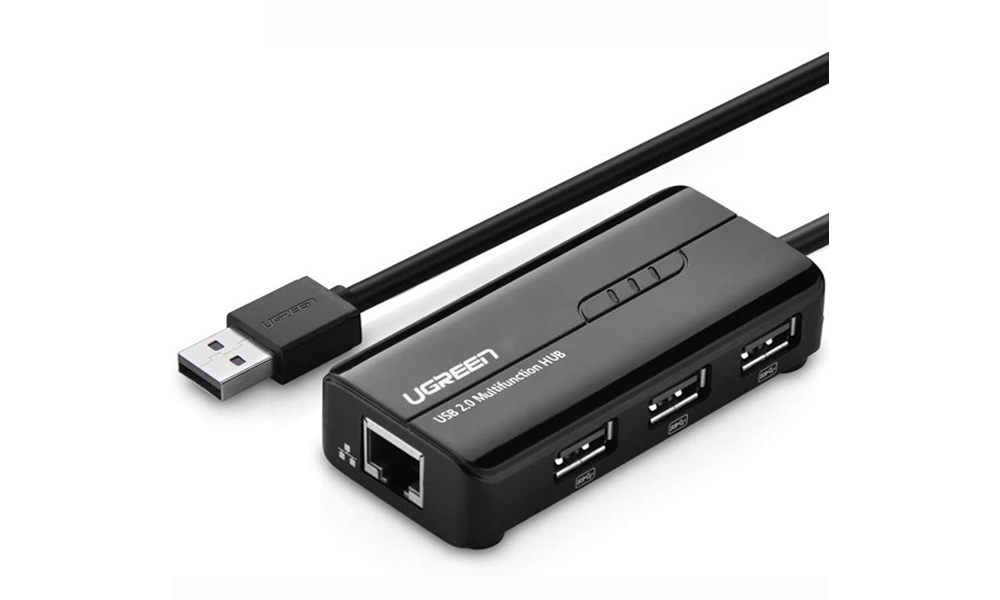 Ugreen 20264 USB 2.0 10/100Mbps USB to Lan + 3Port USB HUB Network Adapter