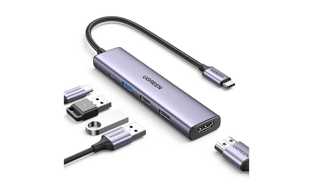 Ugreen CM478 (15495) Revodok 105, Type-C, USB, HDMI, PD, Hub, Grey