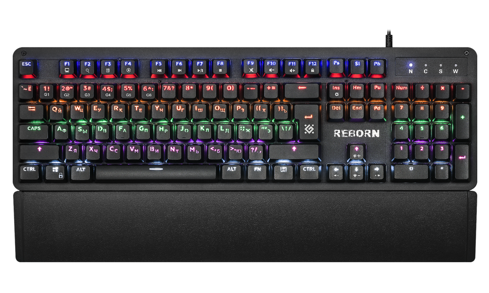 Defender Mechanicalgaming keyboard, RU, anti-ghost, rainbow Reborn GK-165DL