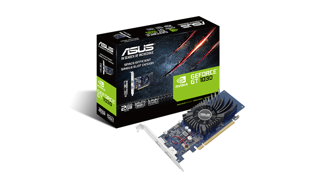 Asus GeForce® GT 1030 2GB GDDR5 low profile Graphics Card for HTPC | 64 bit | GT1030-2G-BRK | 90YV0AT2-M0NA00