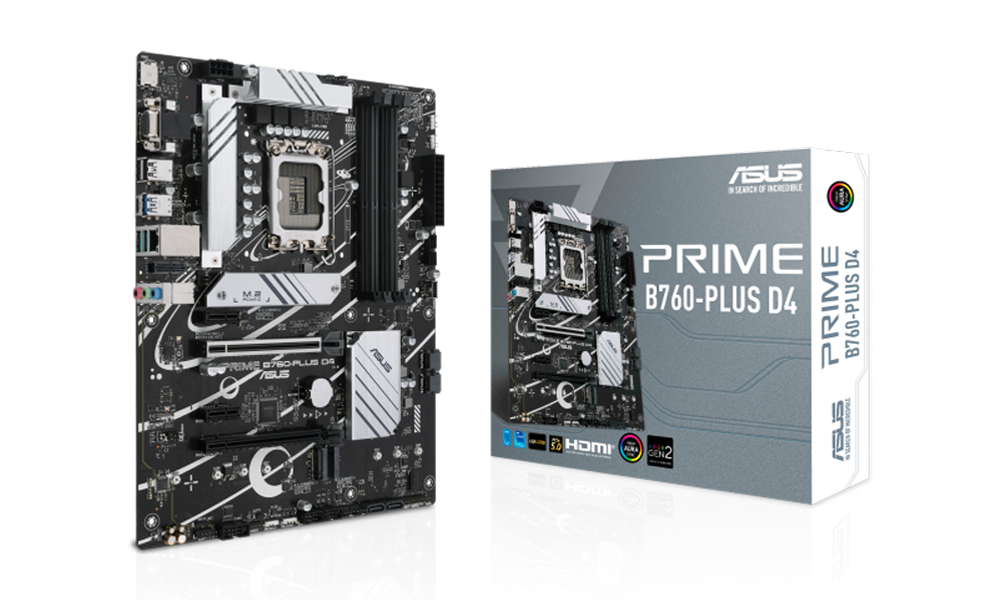 Asus Motherboard PRIME B760-PLUS D4 s1700 B760 4xDDR4 M.2 HDMI D-Sub DP ATX 90MB1CW0-M1EAY0