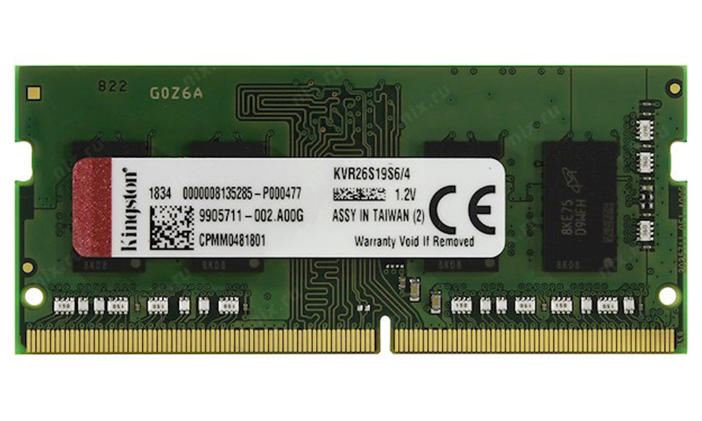 Kingston ValueRAM 4GB DDR4 2666MHz SO-DIMM Memory Module | KVR26S19S6/4