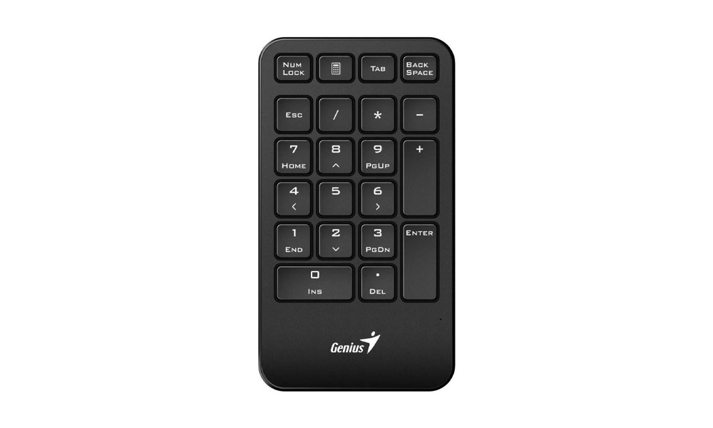 Genius, NumPad 1000, Portable Numberpad with Palm Rest, Wireless, Black.
