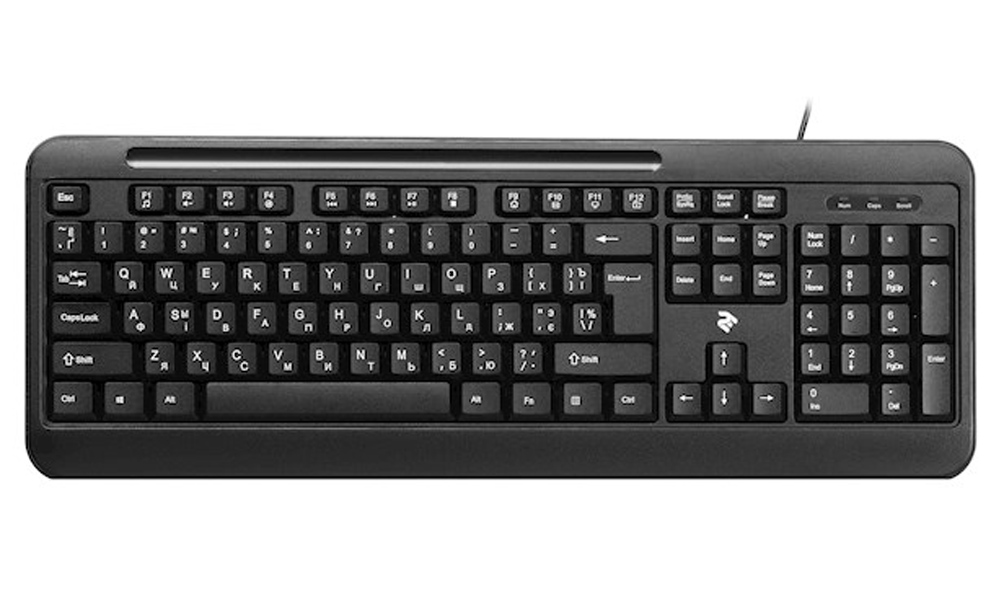 2E Keyboard membrane KM1040 104key, USB-A, EN/UK/RU, black 2E-KM1040UB
