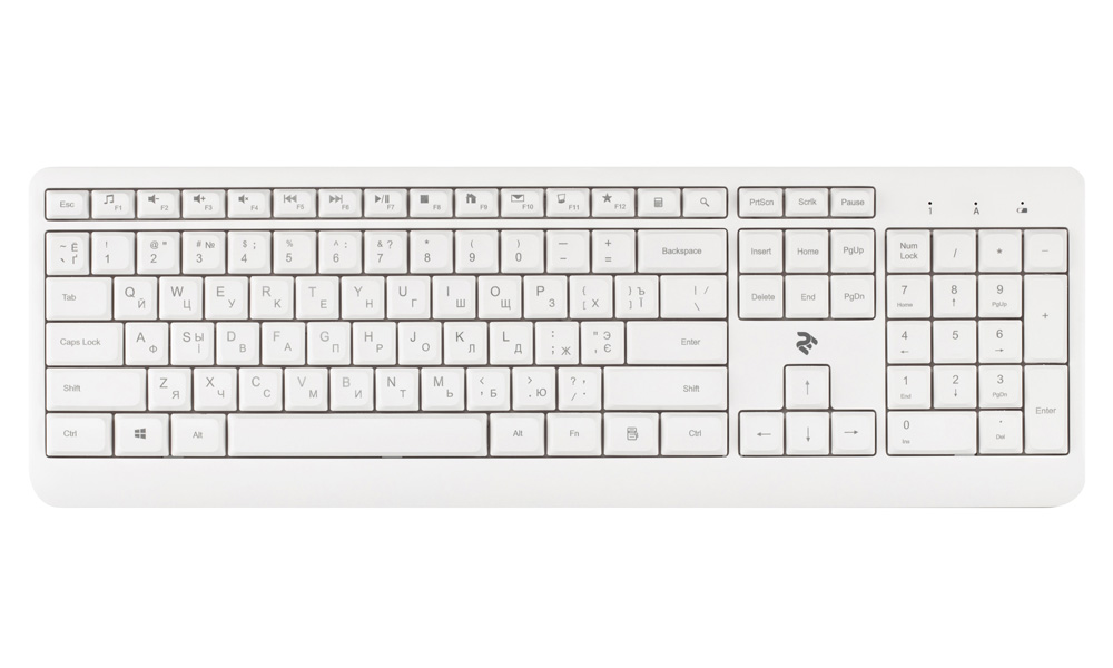 2E Keyboard KS220 WL White 2E-KS220WW