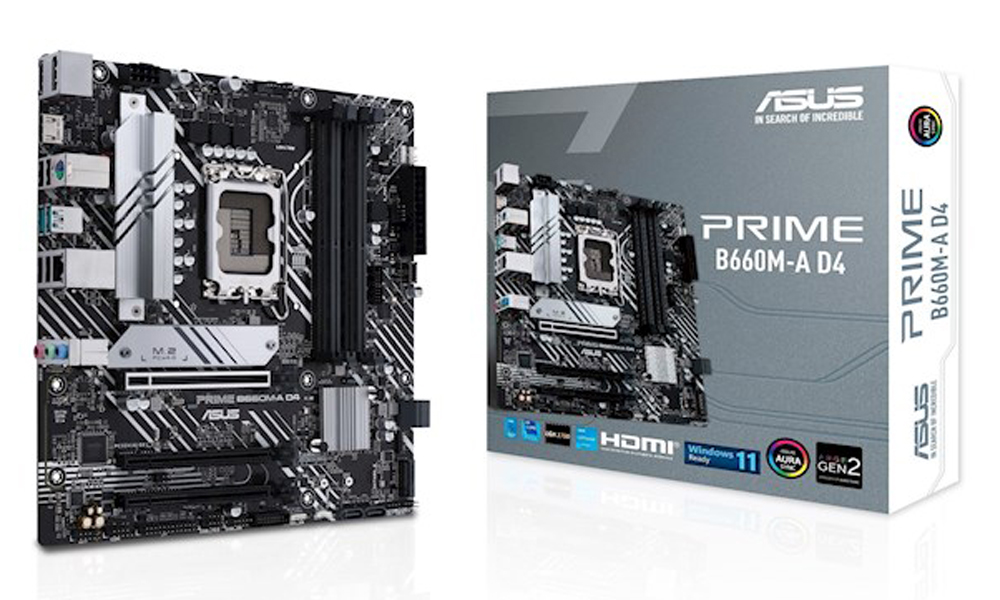 Asus PRIME B660M-A D4 Motherboard | FCLGA1700 | B660 | 4xDDR4 | M.2 | DP-HDMI | mATX | 90MB19K0-M0EAY0