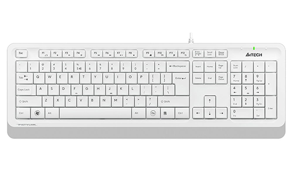 A4Tech FK10 White , FSTYLER WIRED SLEEK COMFORT KEYBOARD KEYBOARD USB WHITE US+RUSSIAN