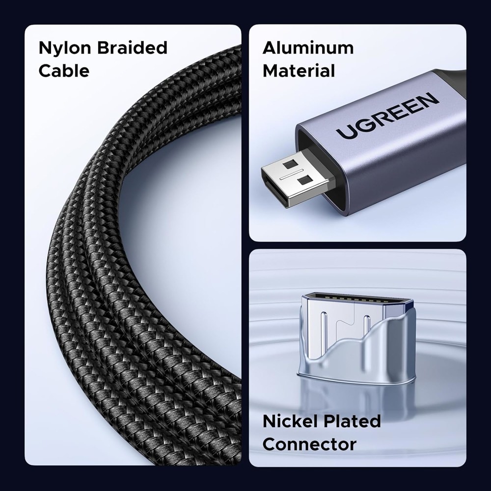 Ugreen HD182 (65593), 8K Micro HDMI to HDMI Cable, 20cm, Grey/Black