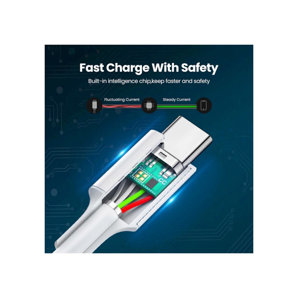 Ugreen US300 (60551) USB2.0 Type-C to Type-C Male Cable 100W, 1m, White