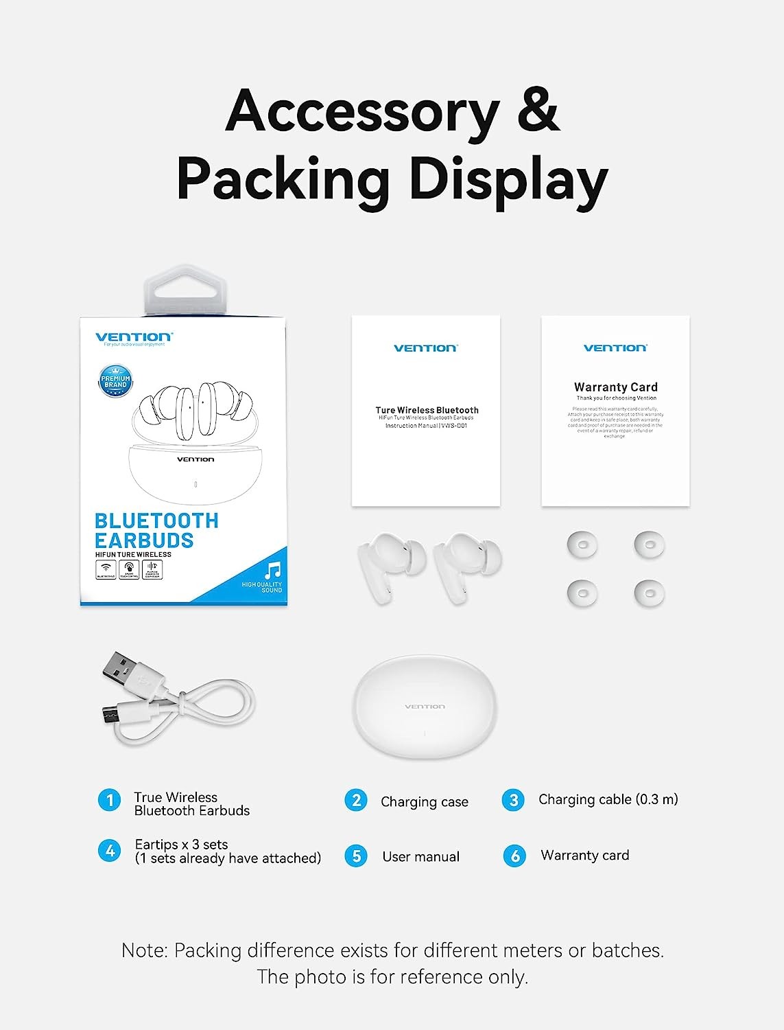 Vention NBFW0 HiFun Ture Wireless Bluetooth Earbuds White