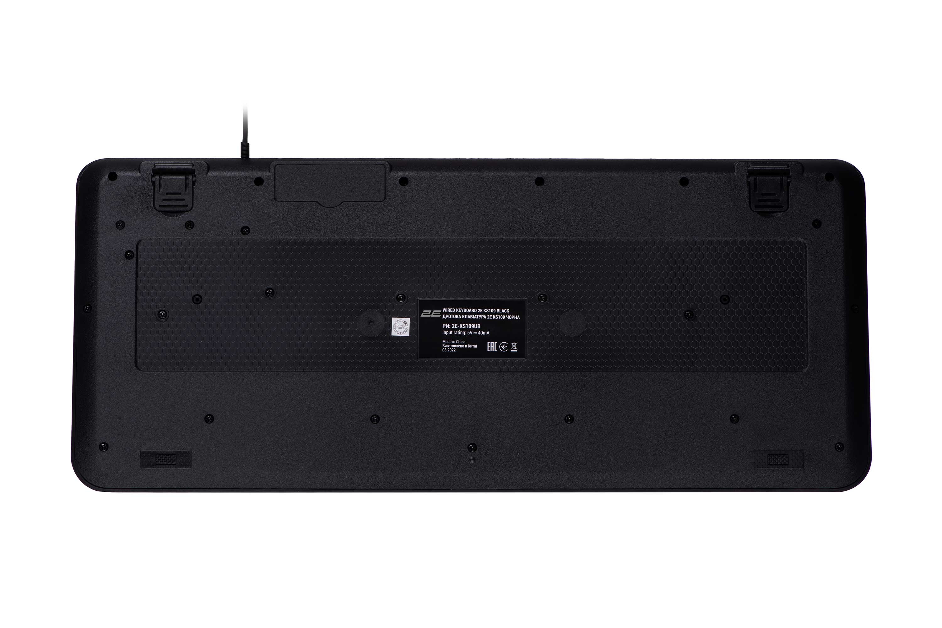 2E Keyboard membrane KS109 104key, USB-A, EN/UK/RU, black 2E-KS109UB
