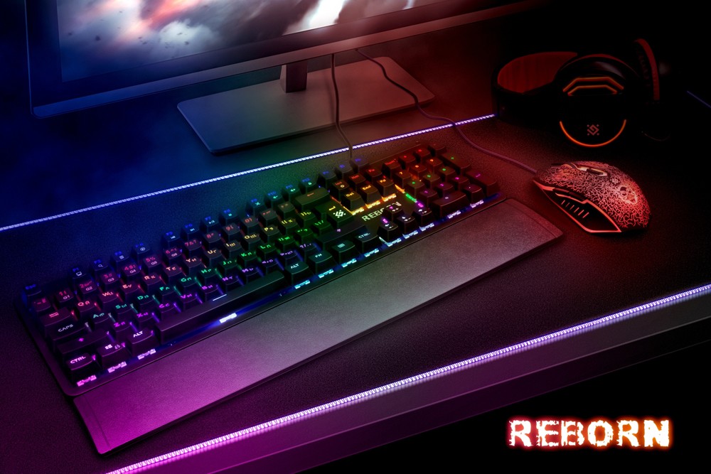 Defender Mechanicalgaming keyboard, RU, anti-ghost, rainbow Reborn GK-165DL