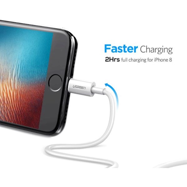 Ugreen US155 (80315) Apple Lightning To USB 2.0 A Male Cable White 1.5M