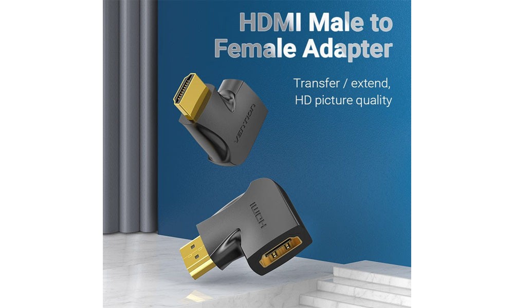 Vention AIQB0 HDMI 270 Degree Male to Female Vertical Flat Adapter Black