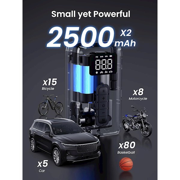 Ugreen CD259 (15951), Portable Air Compressor, Black