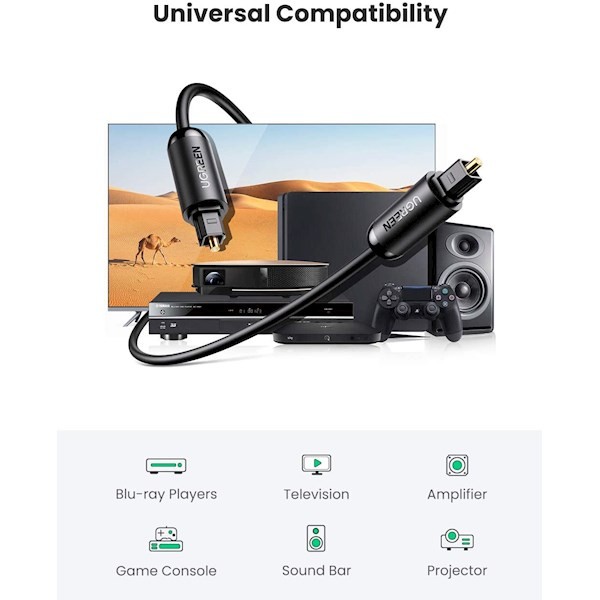 Ugreen AV122 (70892) Toslink Optical Audio Cable 2m (Black)
