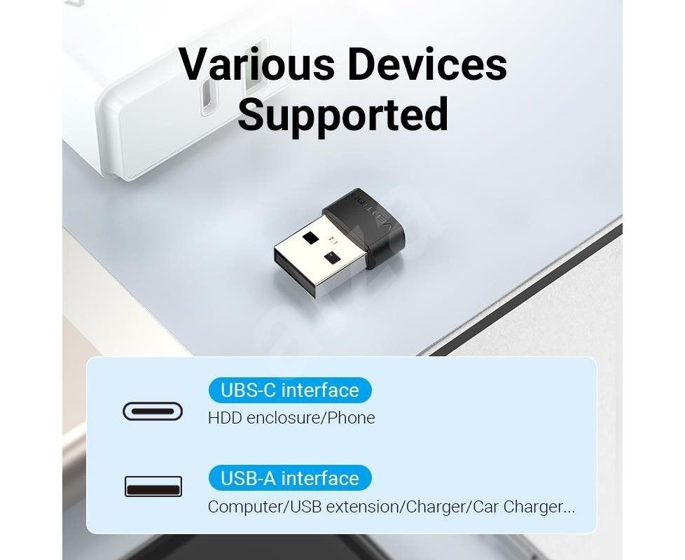 Vention CDWB0 USB 2.0 Male to USB-C Female Adapter Black PVC Type