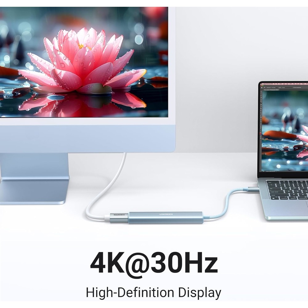 Ugreen CM478 (35581), USB, USB-C, HDMI, HUB, Blue