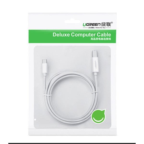 Ugreen 40417 US241 USB-C to USB 2.0 Print Cable 1.5m (White)