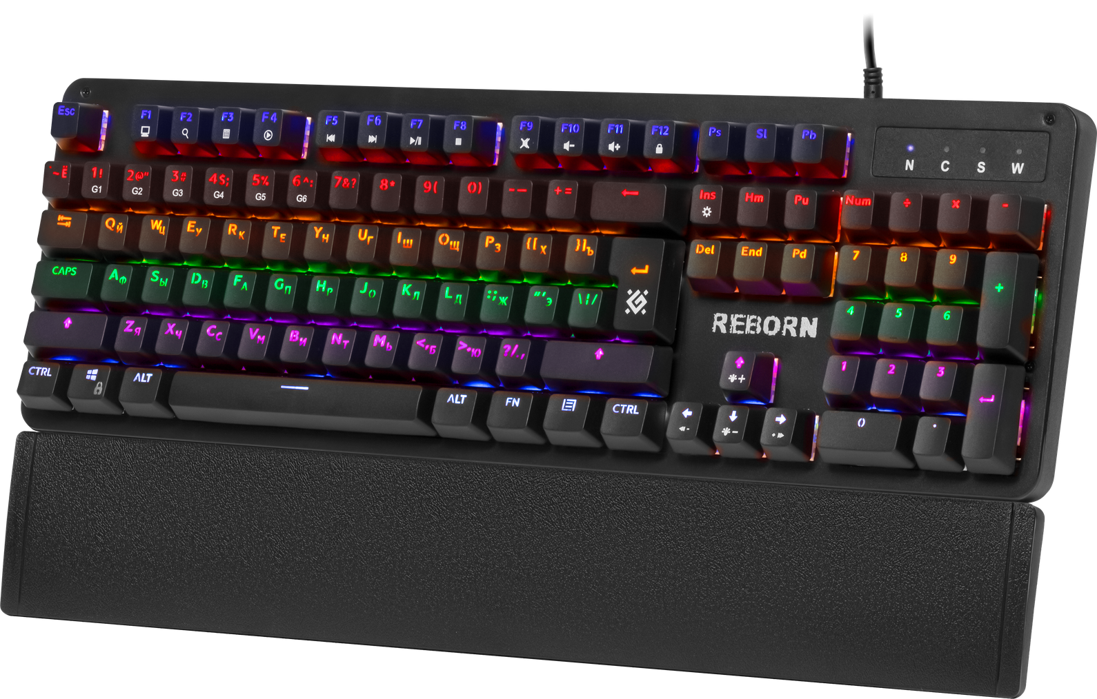 Defender Mechanicalgaming keyboard, RU, anti-ghost, rainbow Reborn GK-165DL