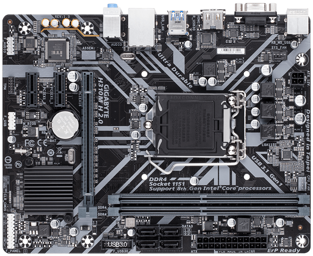 Gigabyte H310M S2H 2.0 (rev. 1.0) Motherboard | FCLGA1151 | 2 x DDR4 | mATX