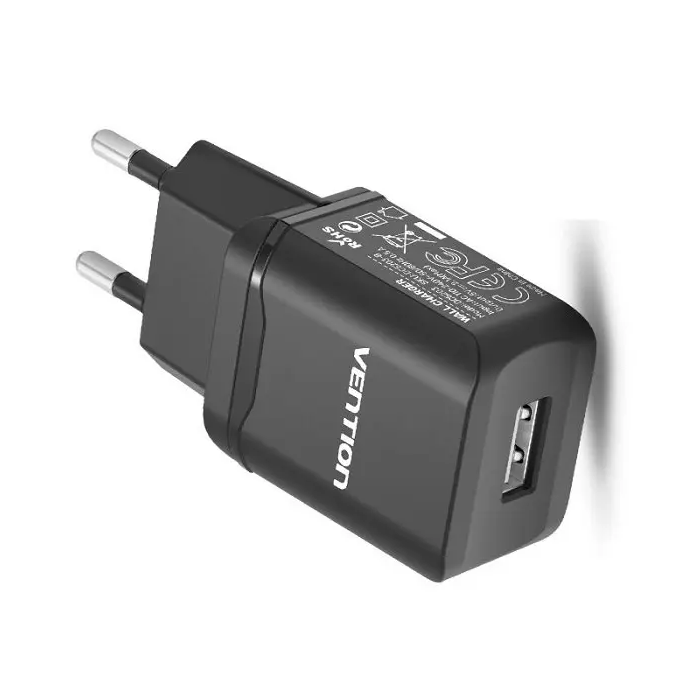 Vention DC5203-B 1-Port 10.5W USB Wall Charger EU-Plug（2.1A) Black