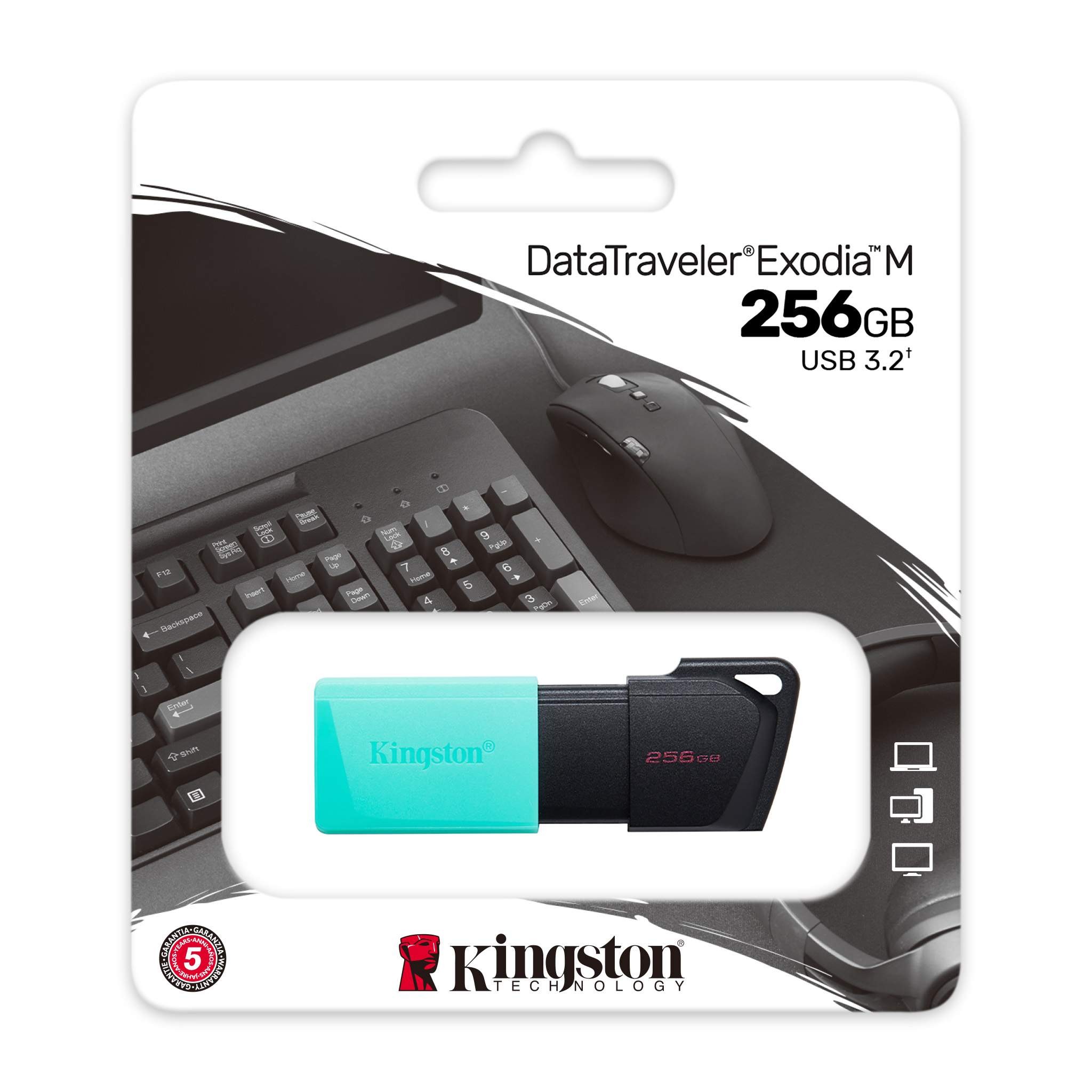 Kingston DataTraveler® Exodia™ M 256GB USB 3.2 Gen 1 Flash Drive | Black Teal | DTXM/256GB