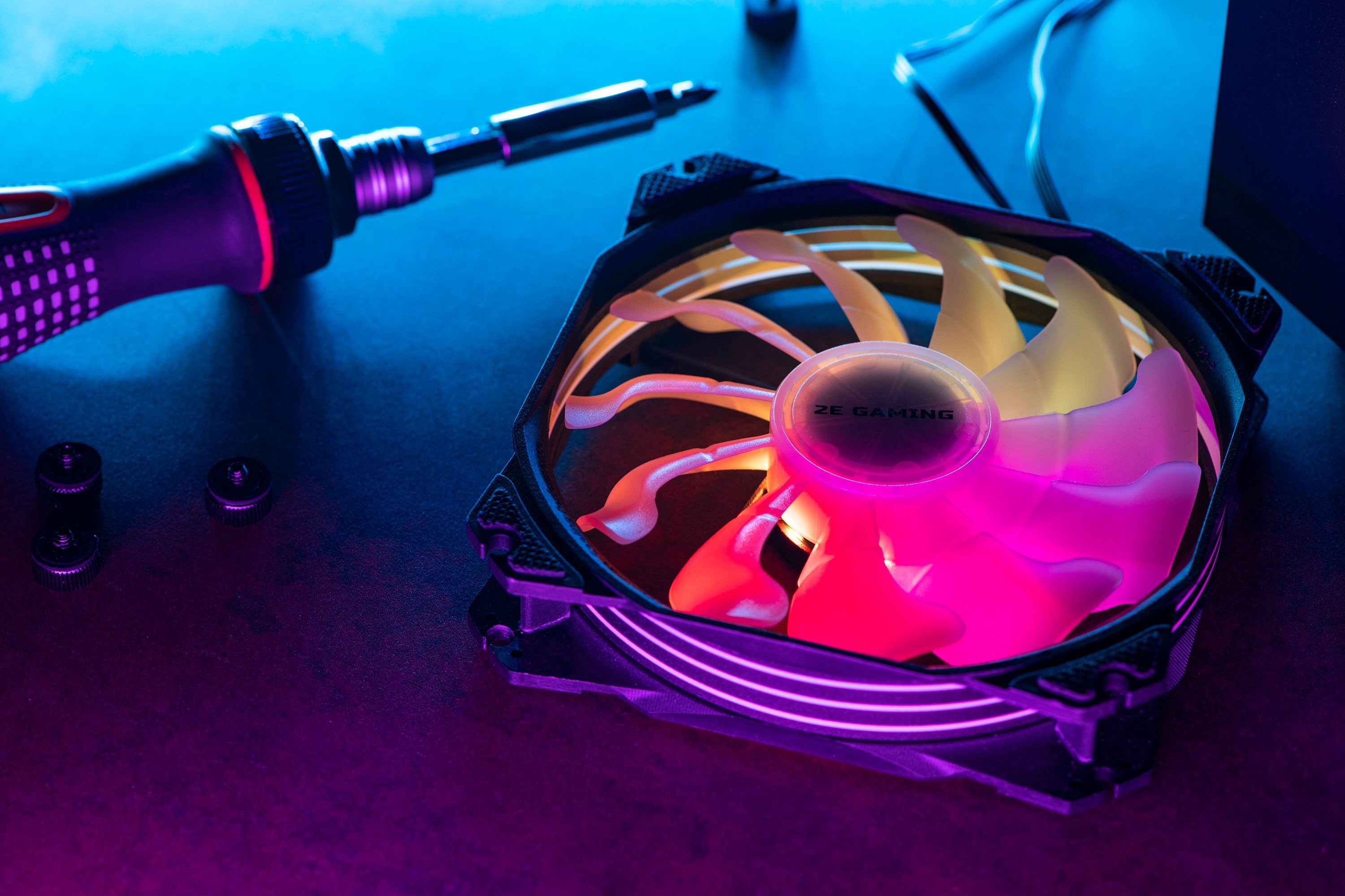 2E GAMING Case fan 2E GAMING AIR COOL ACF120PW-RGB, 120mm, 800-1700rpm, 4pin PWM, 19.4-33.8dBa 2E-ACF120PW-RGB
