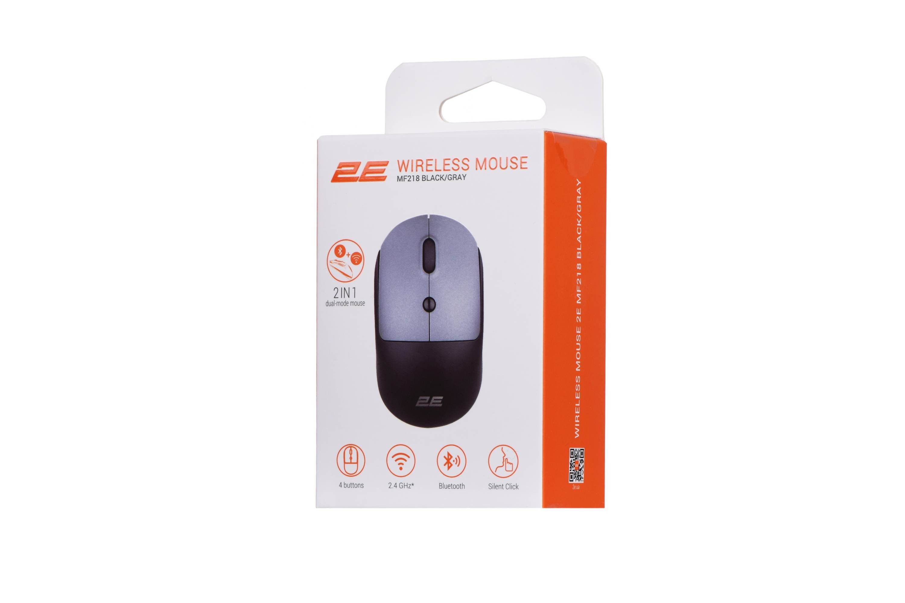 2E Mouse MF218 Silent, WL/BT, black-grey 2E-MF218WBG