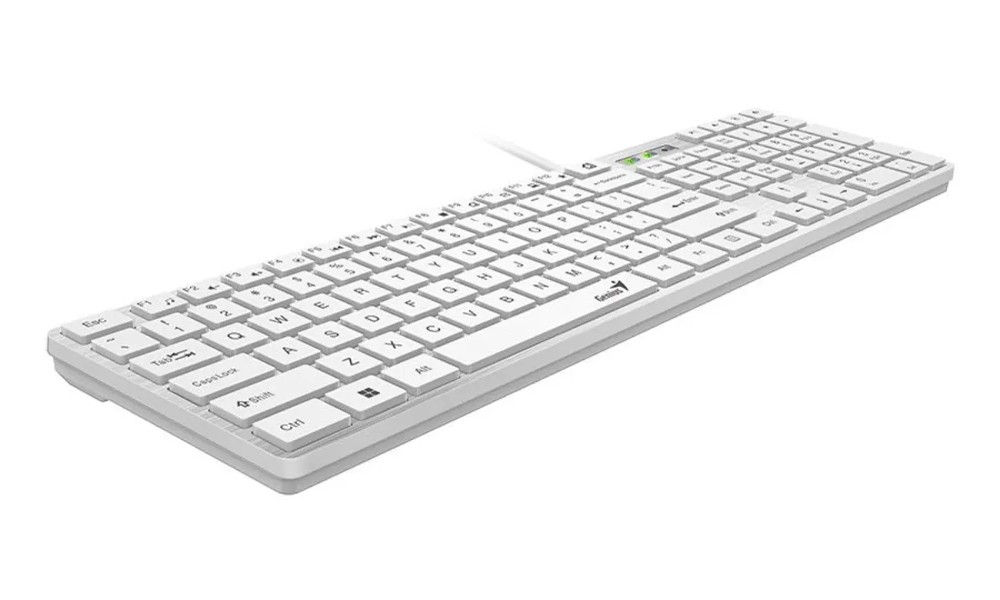 Genius SlimStar 126, White Slim Keyboard, Hairline Finish, Ultra-Slim Keycap