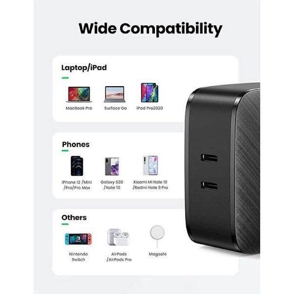 Ugreen CD216 (70867), 66W, USB-C, Black