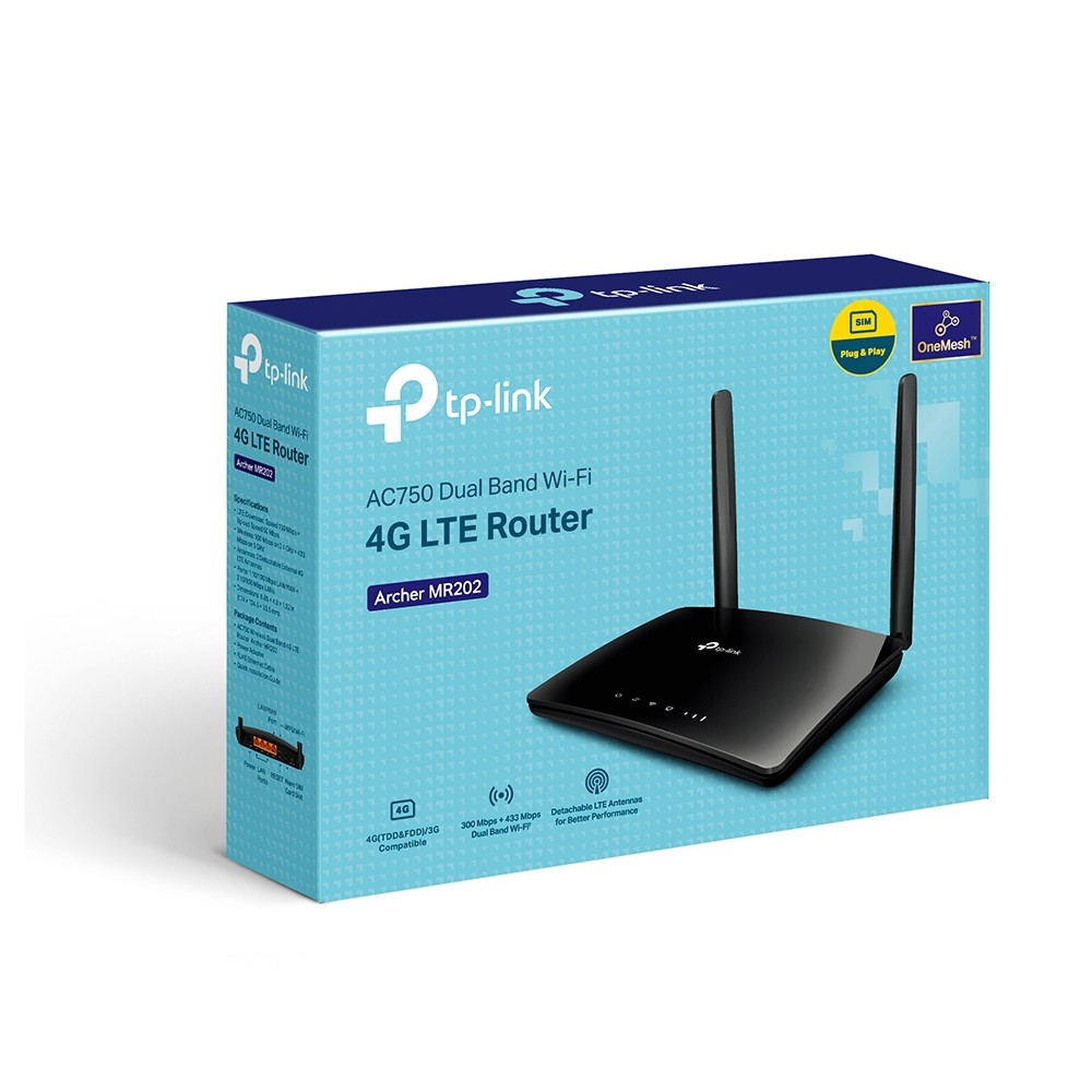 TP-Link, Archer MR202, AC750 Wireless Dual Band 4G LTE Router