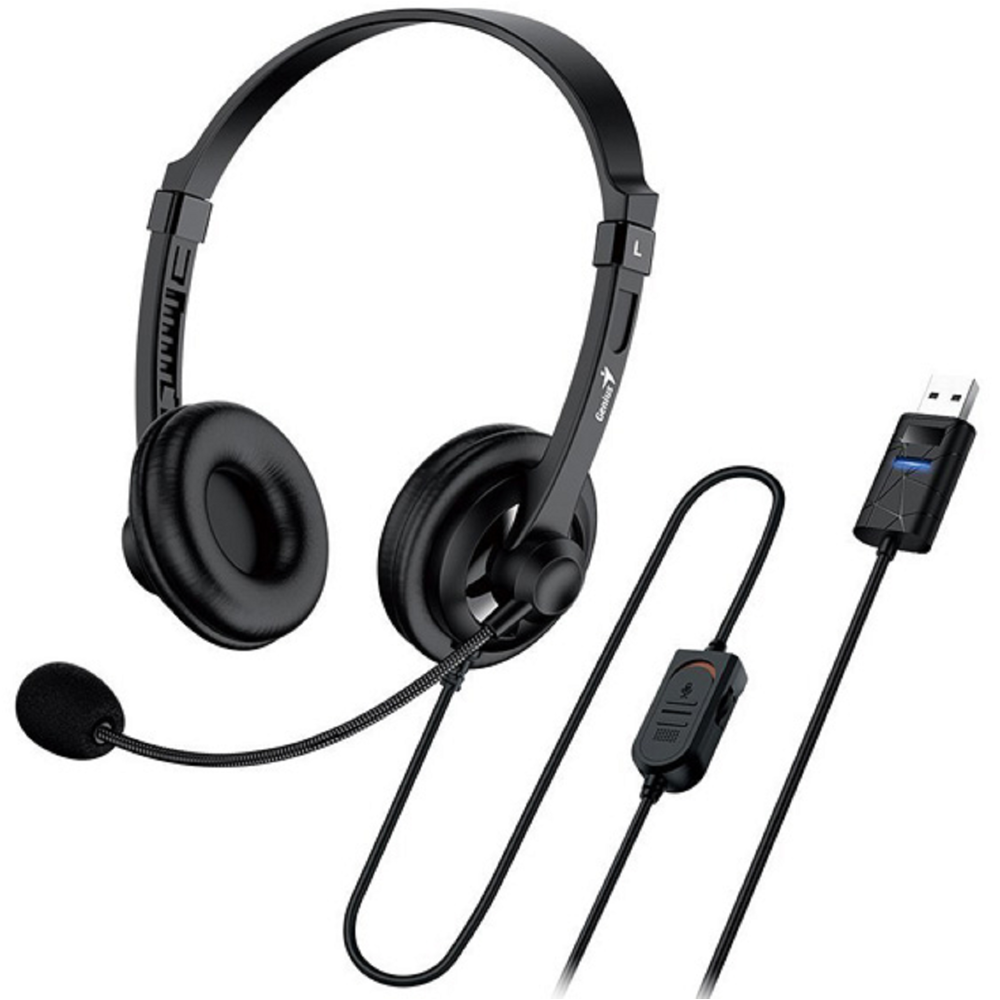 Genius HS-230U, USB Headband headphone, Black, Soft ear cap In-line control for volume/mute