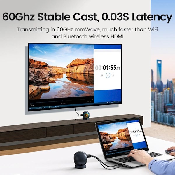 Ugreen CM438 (80641), 4K Wireless HDMI Transmitter And Receiver, Black