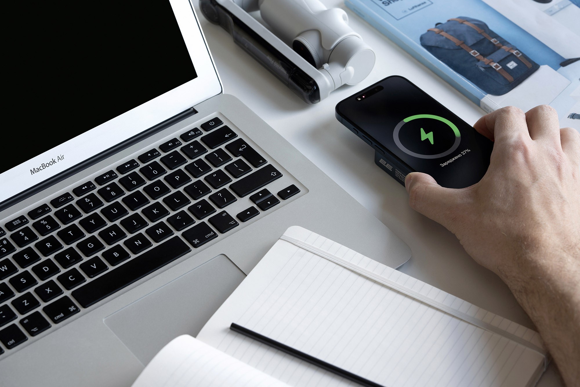 2E Power Bank Wireless QI 10000mAh, 20W, blue 2E-PB1046-BLUE