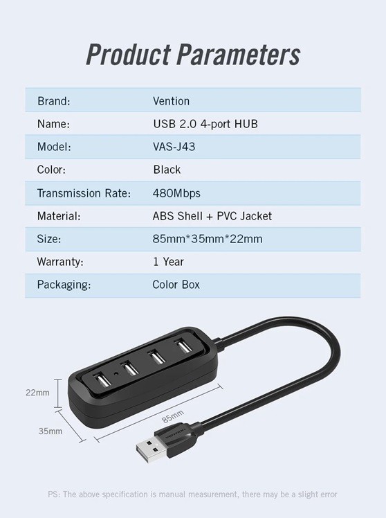 Vention VAS-J43-B100 USB Hub