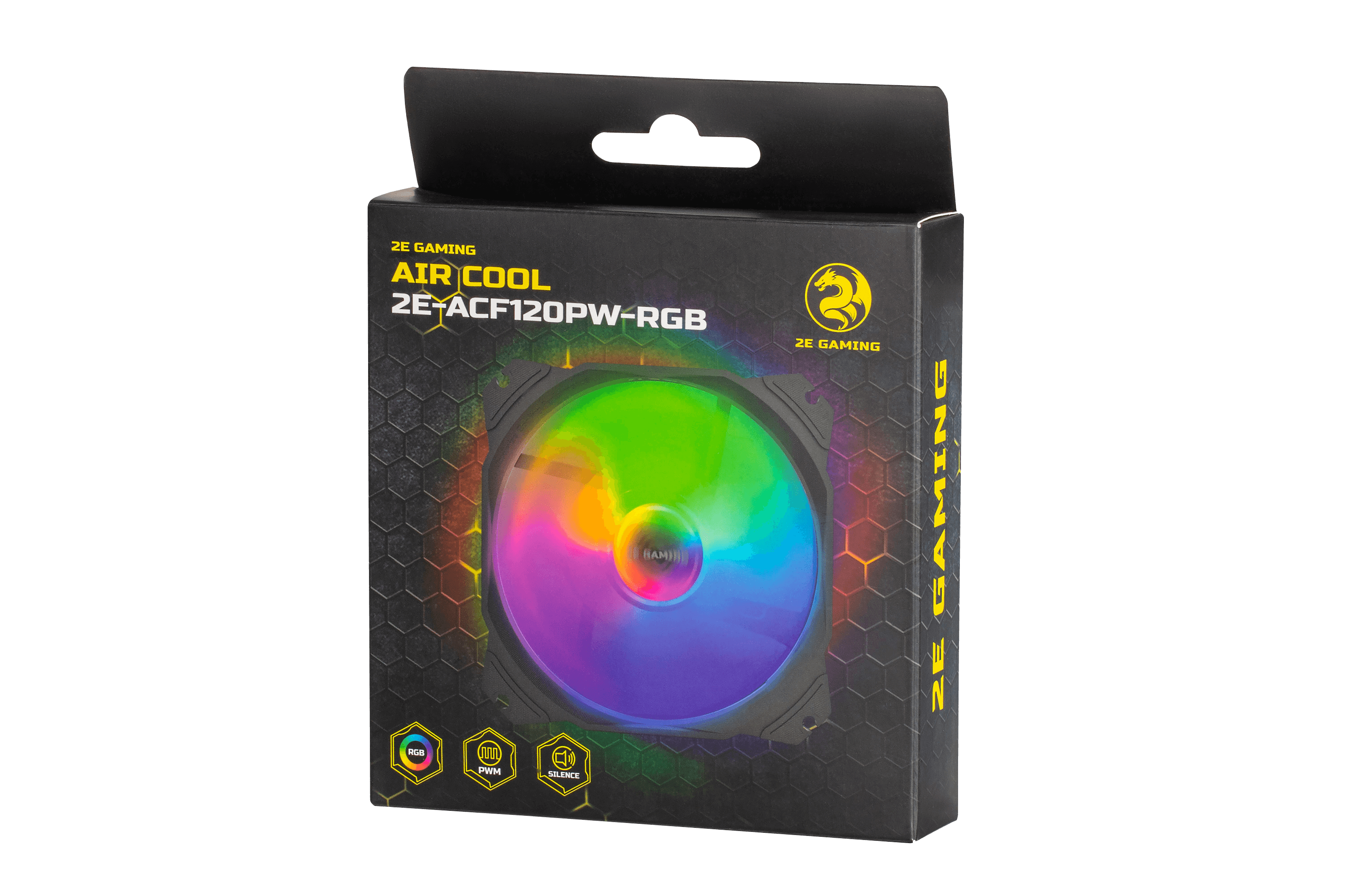 2E GAMING Case fan 2E GAMING AIR COOL ACF120PW-RGB, 120mm, 800-1700rpm, 4pin PWM, 19.4-33.8dBa 2E-ACF120PW-RGB