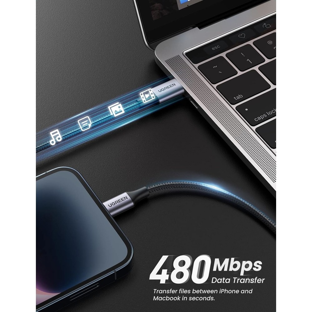 Ugreen US304 (60760), MFi USB-C to Lightning Cable, 1.5m, Black