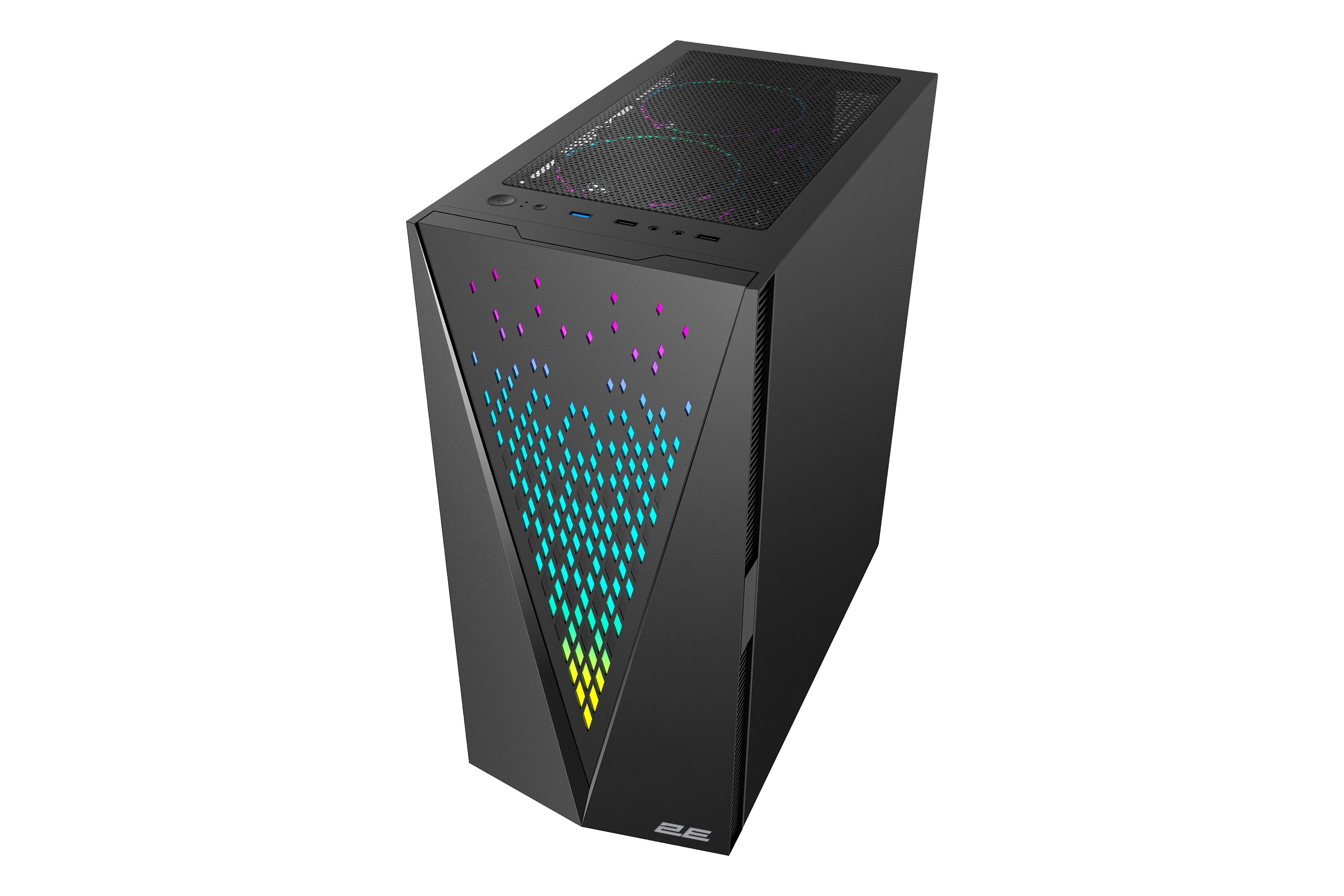 2E GAMING PC case Galaxy G2055 without PSU, 2xUSB3.0, 1xUSB2.0, 3x120mm ARGB, VGA 345mm, LCS ready, HUB, TG Side Panel, ATX, black 2E-G2055