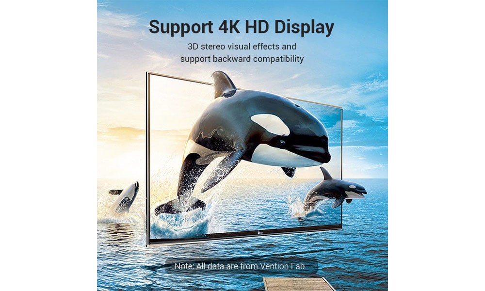 Vention AIQB0 HDMI 270 Degree Male to Female Vertical Flat Adapter Black