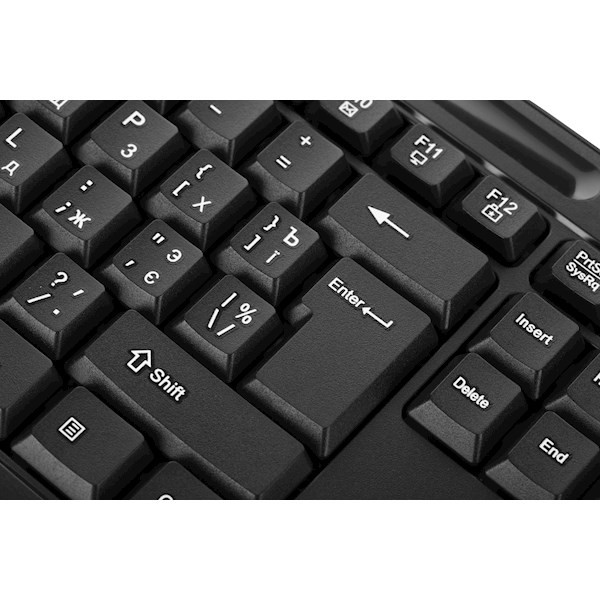 2E Keyboard membrane KM1040 104key, USB-A, EN/UK/RU, black 2E-KM1040UB