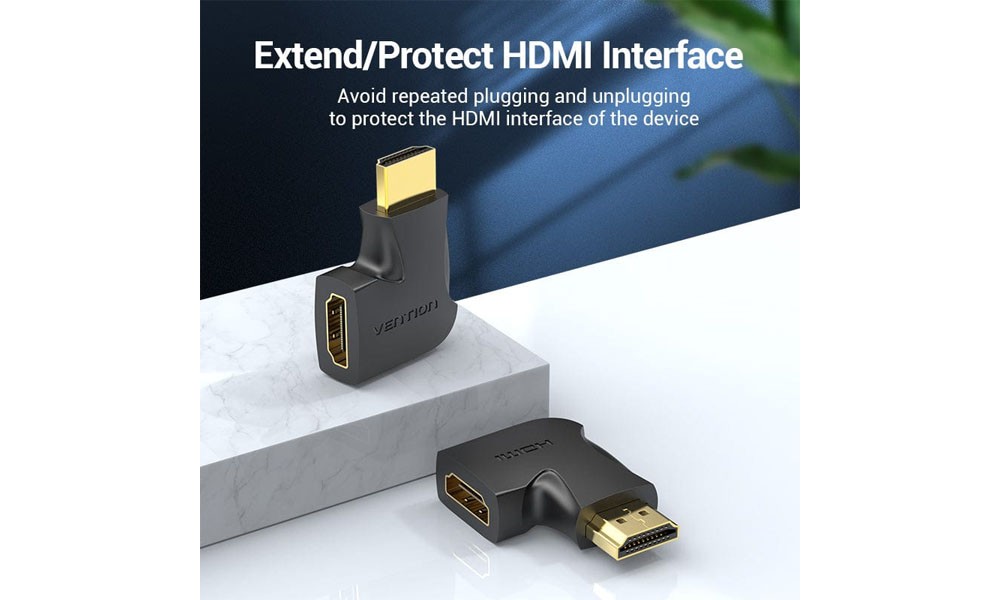 Vention AIQB0 HDMI 270 Degree Male to Female Vertical Flat Adapter Black
