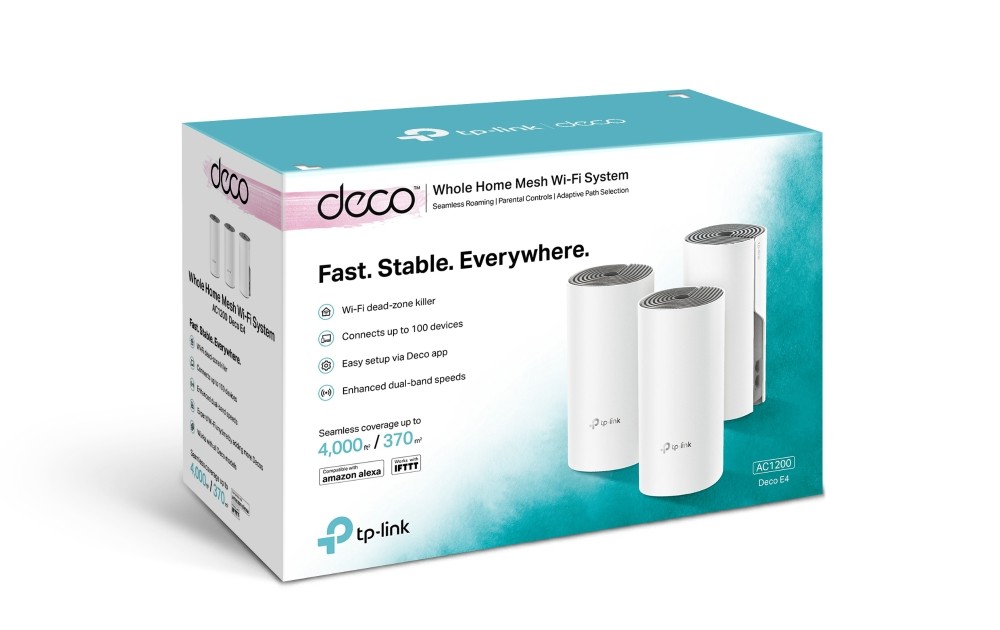 TP-Link Deco E4(3-pack), AC1200 Whole Home Mesh Wi-Fi System