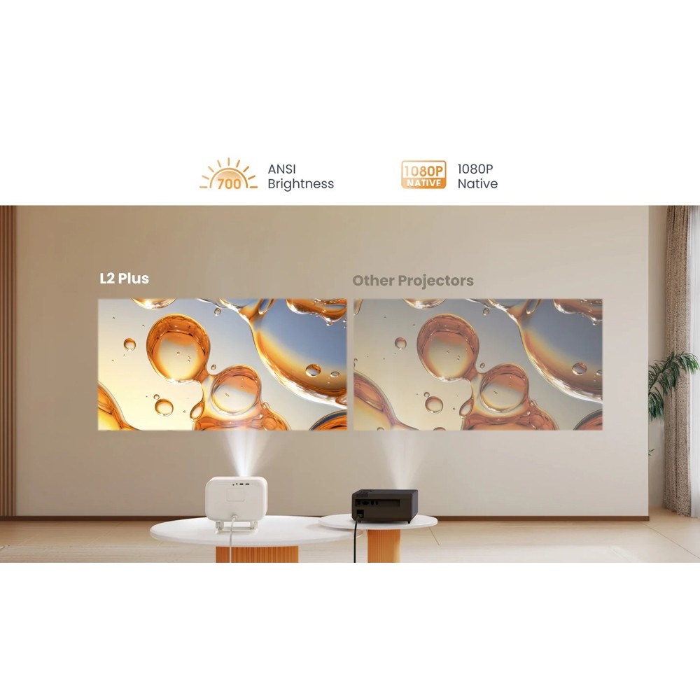 Yaber L2 Plus Home Cinema, LCD Projector, FHD 1920x1080, 700lm, JBL Speakers, White