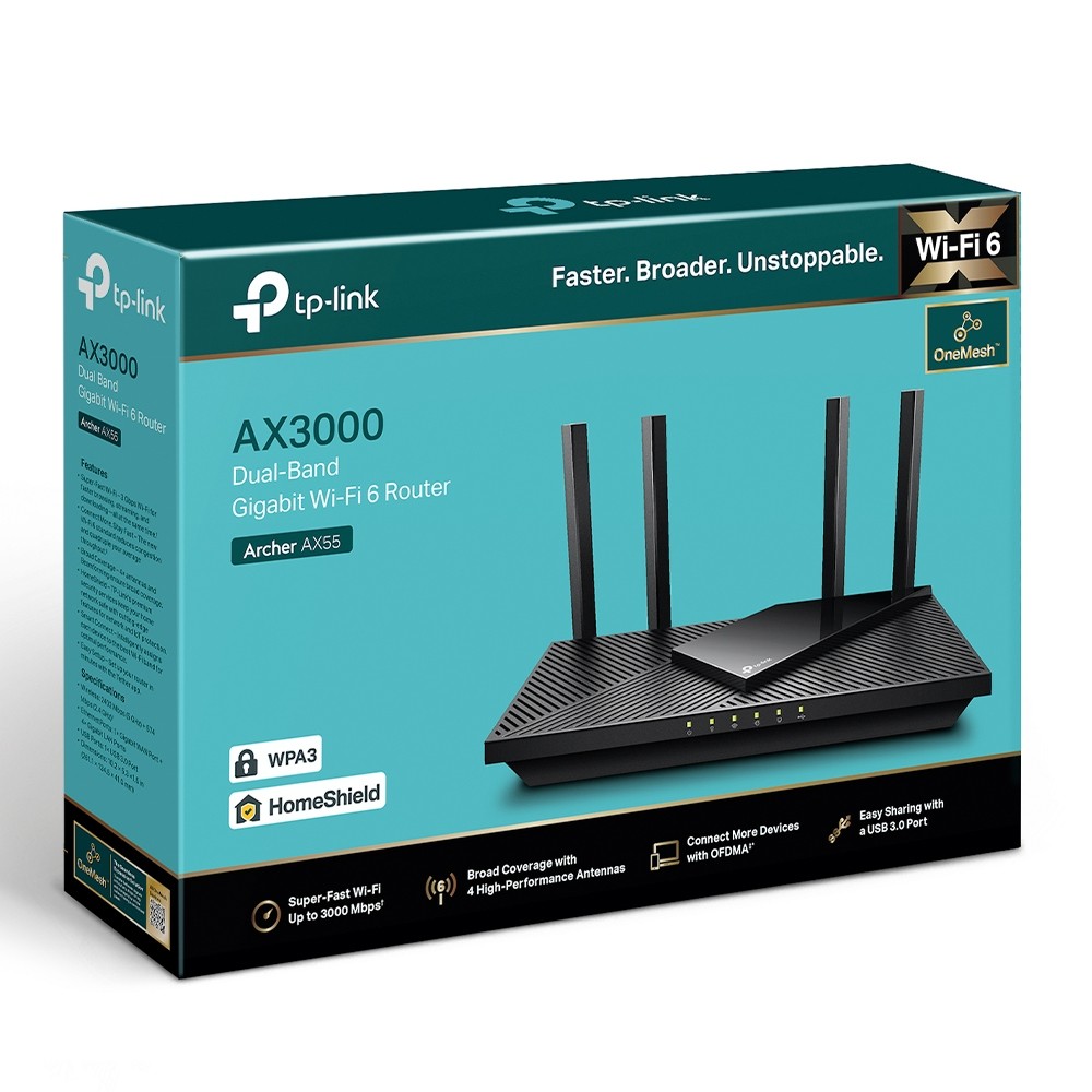 TP-Link Archer AX55 AX3000 Wi-Fi 6 Gigabit Router Dual-Band