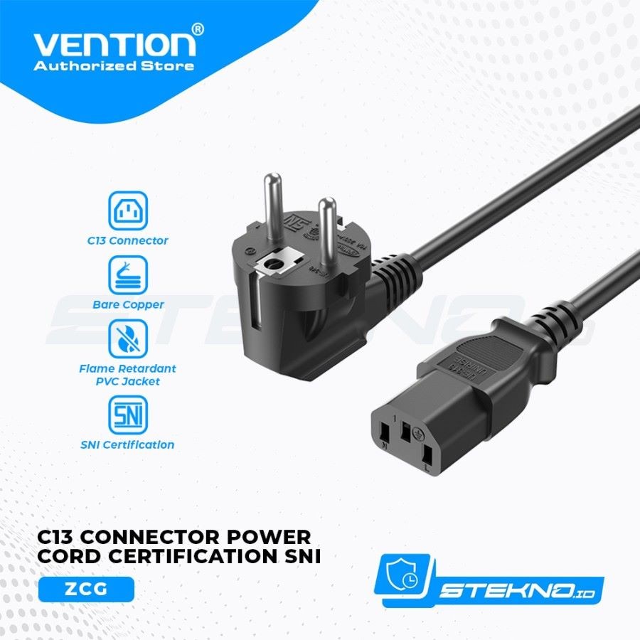 Vention ZCGBAC 3-Prong Power Cord 1.8M C13 Connector EU-Plug