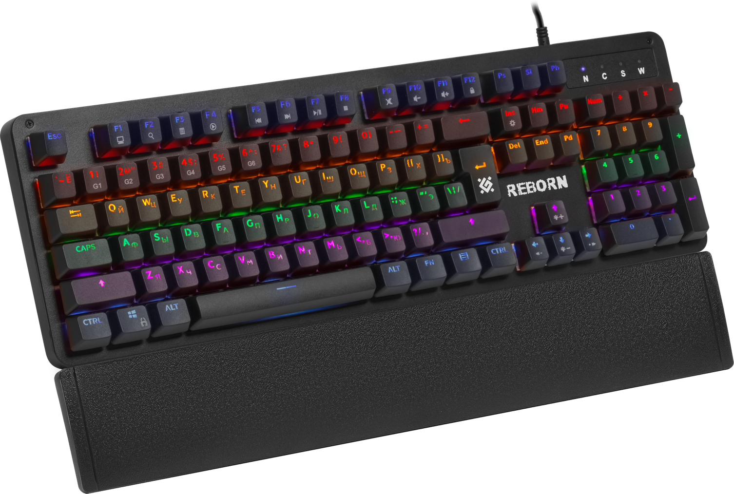 Defender Mechanicalgaming keyboard, RU, anti-ghost, rainbow Reborn GK-165DL