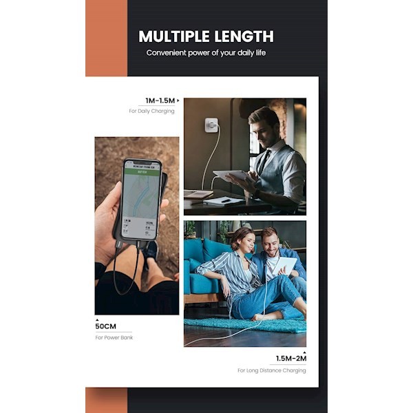 Ugreen 80822, MFi, USB-A Male to Lightning Male Cable Nickel Plating ABS Shell 1m (Black)